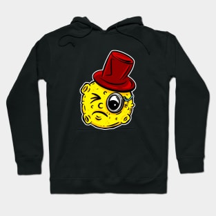 Monocle Top Hat Celestial Moon Lowbrow Cartoon Sticker Hoodie